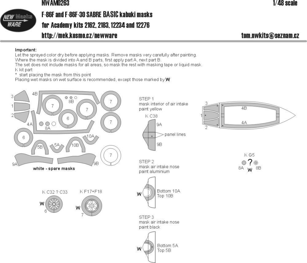 1:48 Mask F86F and F86F-30 Sabre BASIC (ACAD)