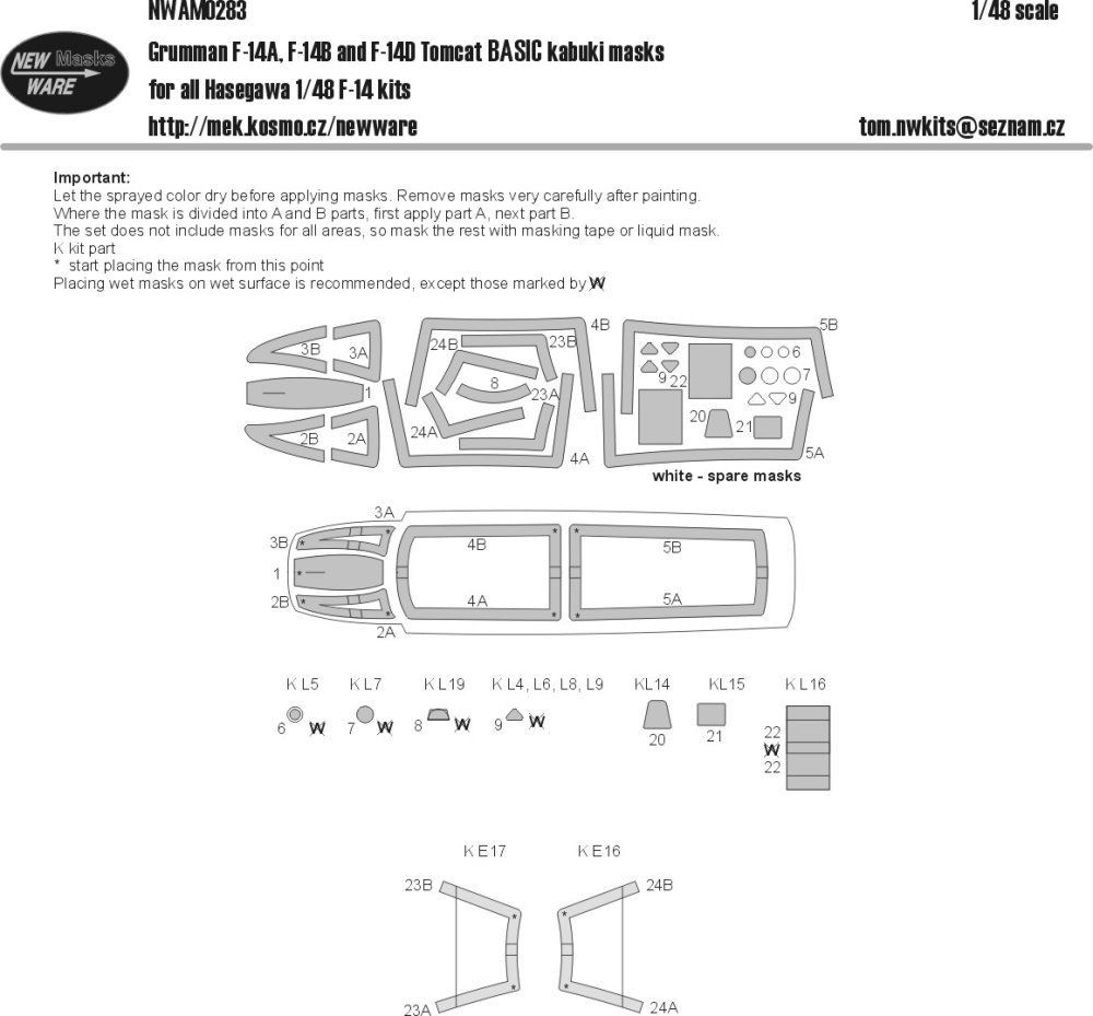 1:48 Mask Grumman F-14A/B/D Tomcat BASIC (HAS)