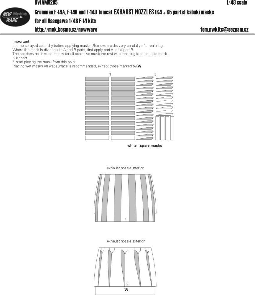 1:48 Mask Grumman F-14A/B/D Tomcat EXHAUST NOZZLES