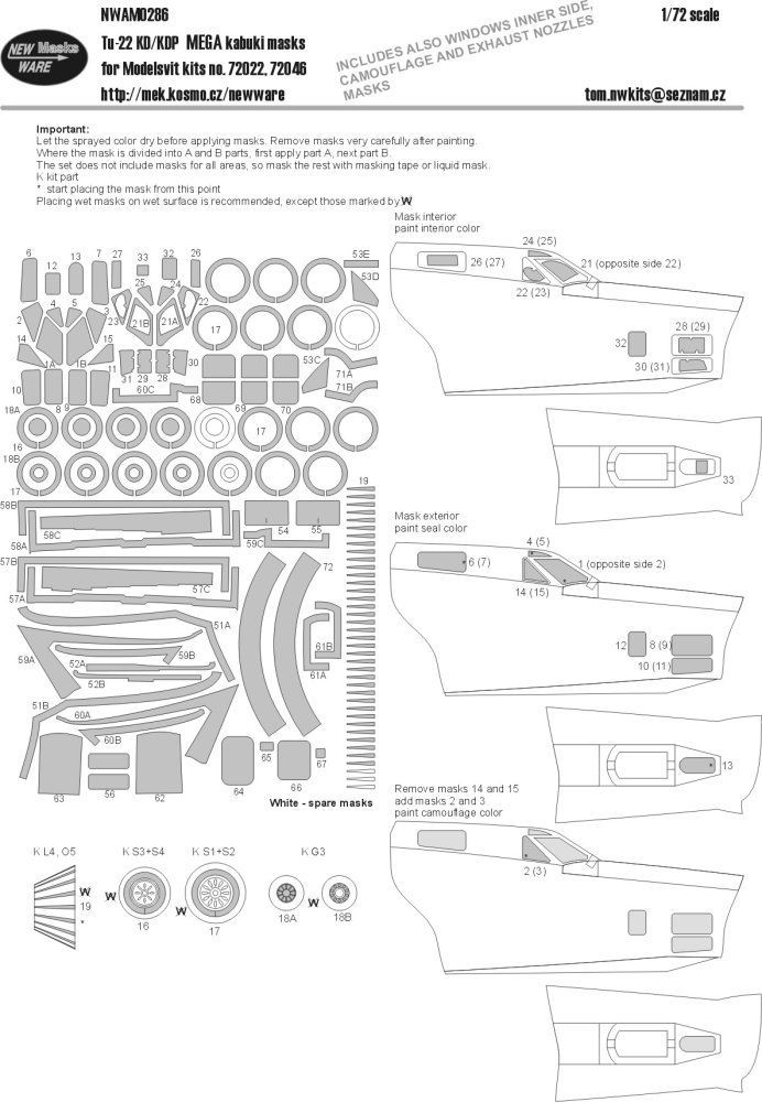 1:72 Mask Tu-22KD/KDP MEGA (MSVIT 72022/46)