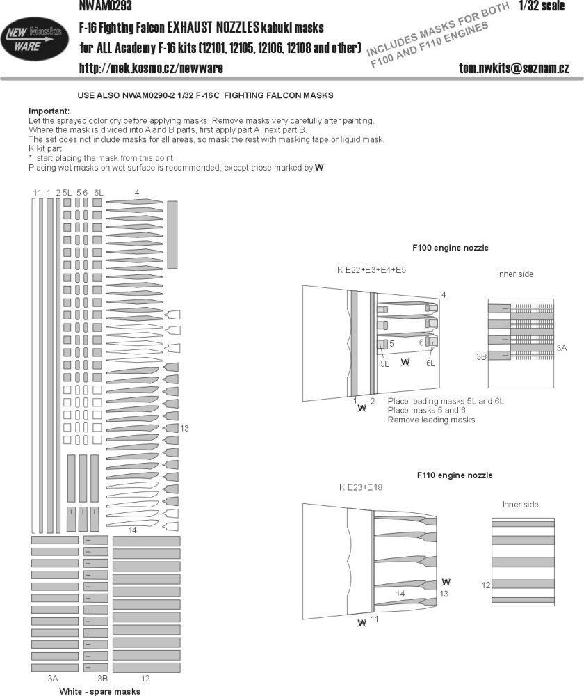 1:32 Mask F-16C Fighting Falcon EXHAUST NOZZLES