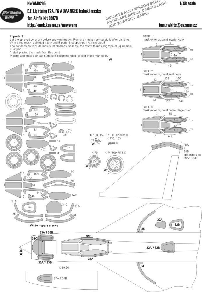 1:48 Mask E.E. Lightning F2A,F6 ADVANCED (AIRFIX)