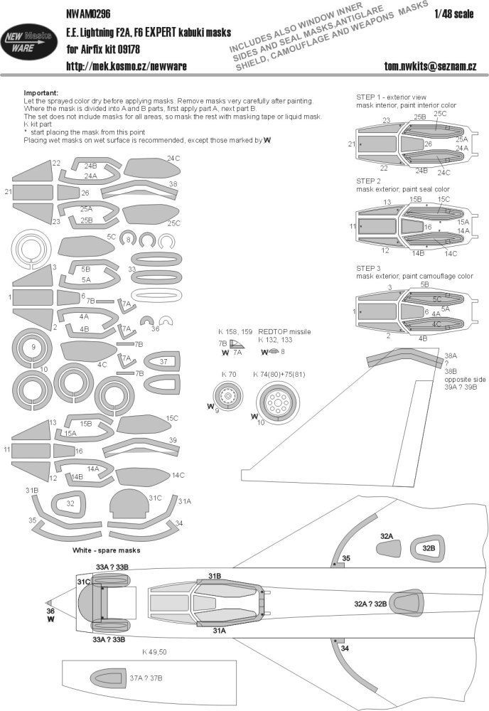 1:48 Mask E.E. Lightning F2A,F6 EXPERT (AIRFIX)