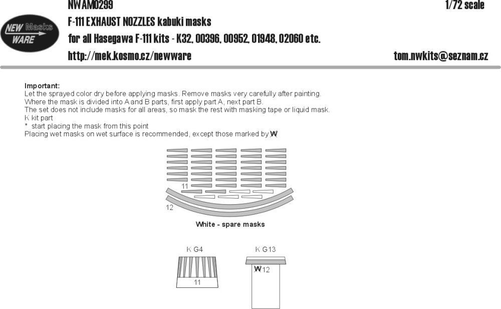 1:72 Mask F-111 EXHAUST NOZZLES