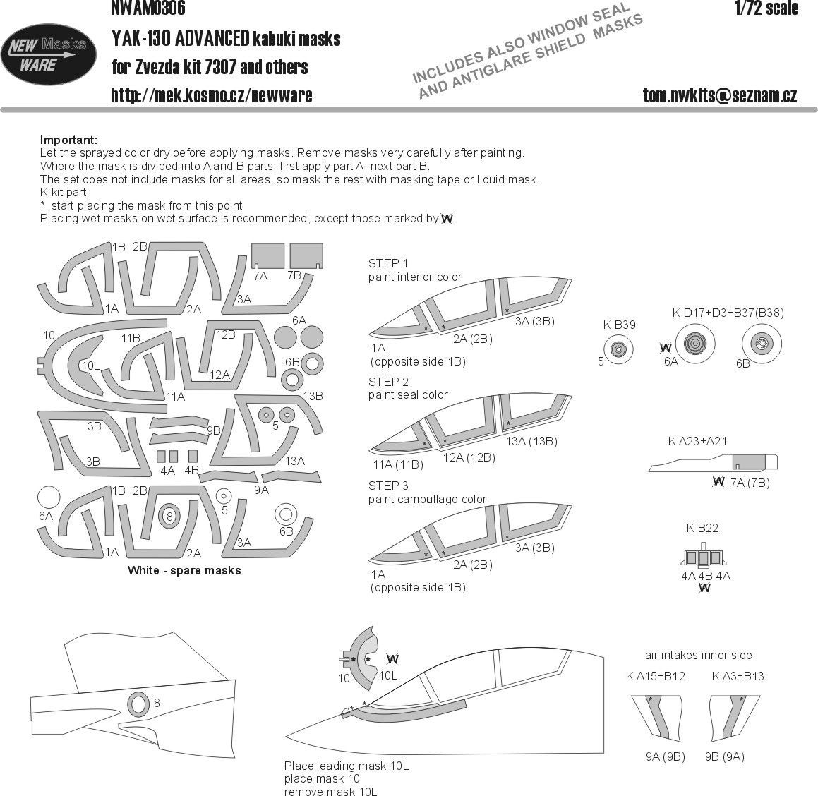 1:72 Mask YAK-130 ADVANCED (ZVEZDA 7307)