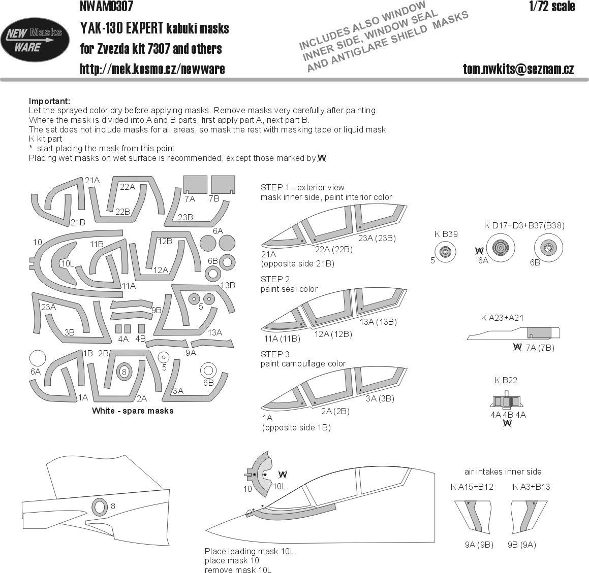 1:72 Mask YAK-130 EXPERT (ZVEZDA 7307)