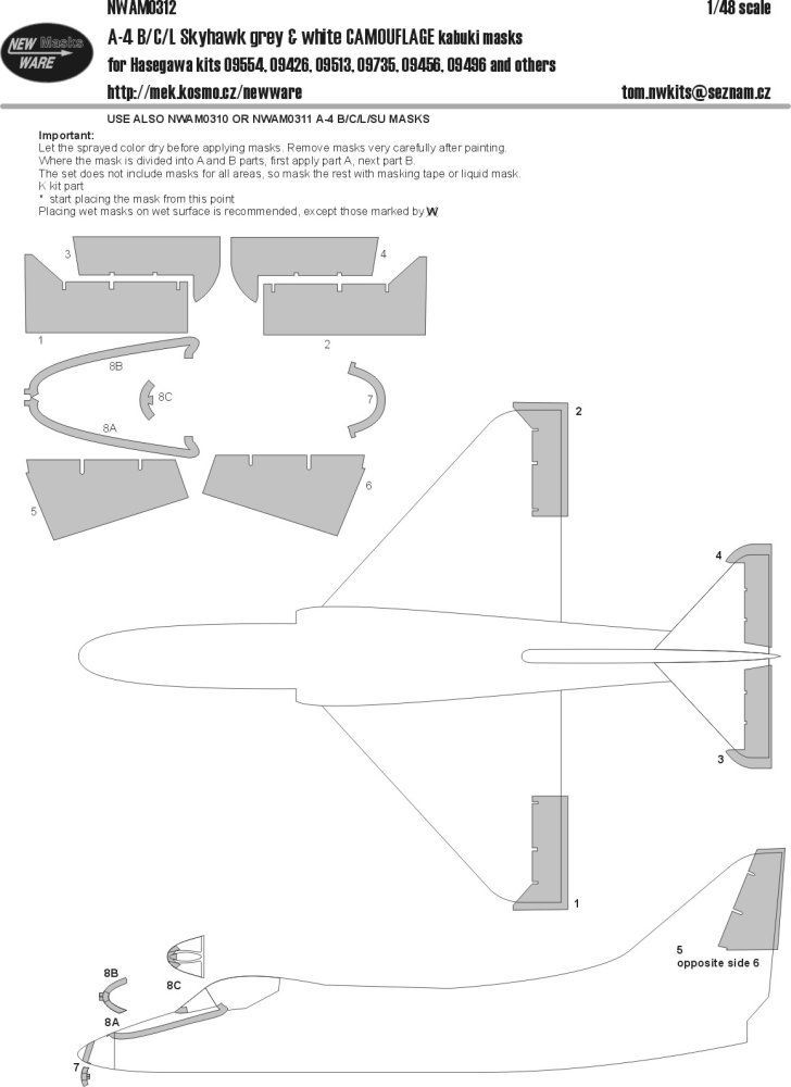 1:48 Mask A-4 B/C/L/SU Skyhawk grey&white CAMOUFL.