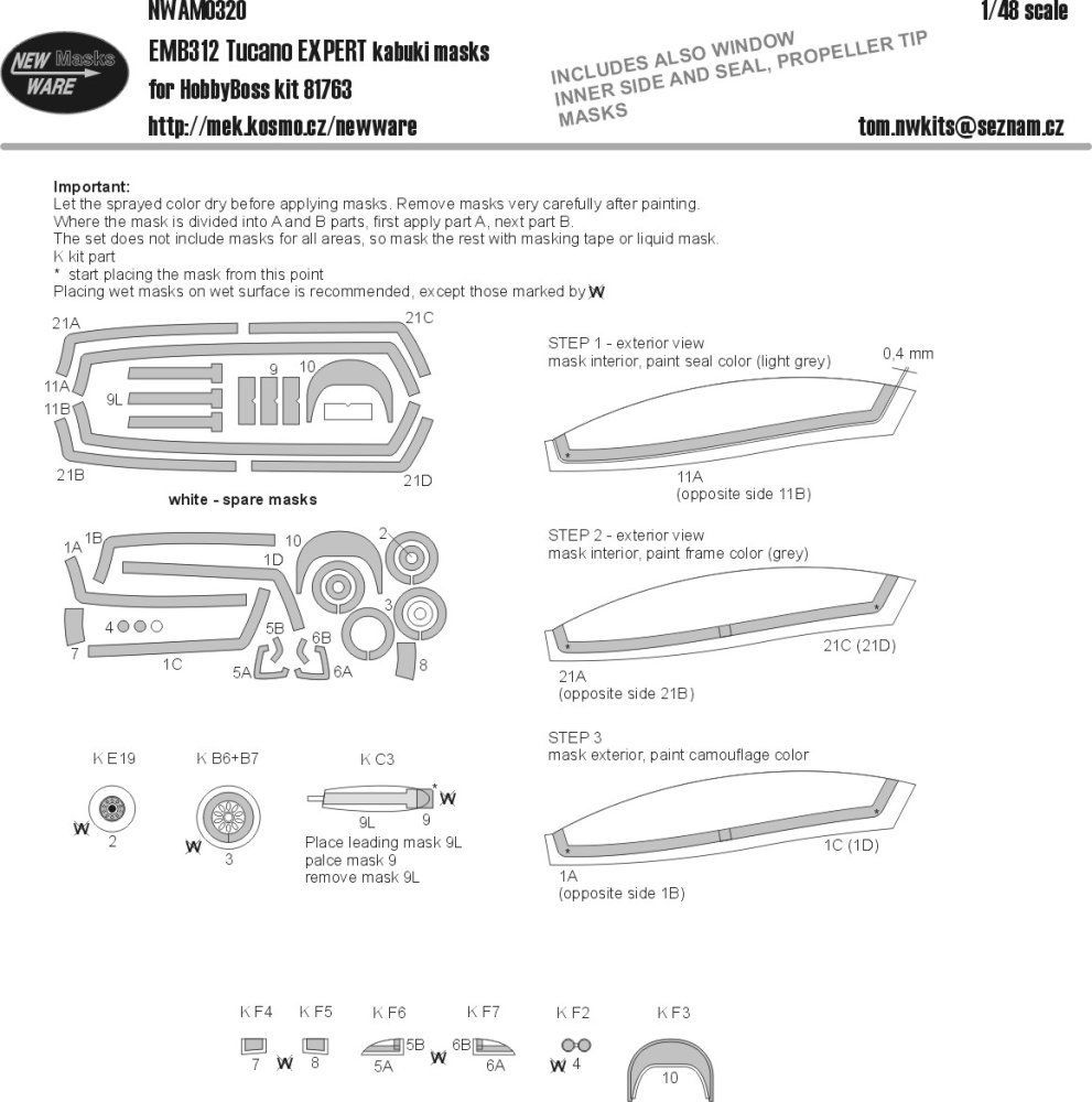 1:48 Mask EMB312 Tucano EXPERT (HOBBY 81763)
