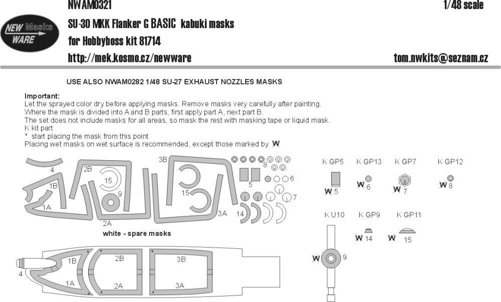 1:48 Mask Su-30 MKK Flanker G BASIC (HOBBYB)