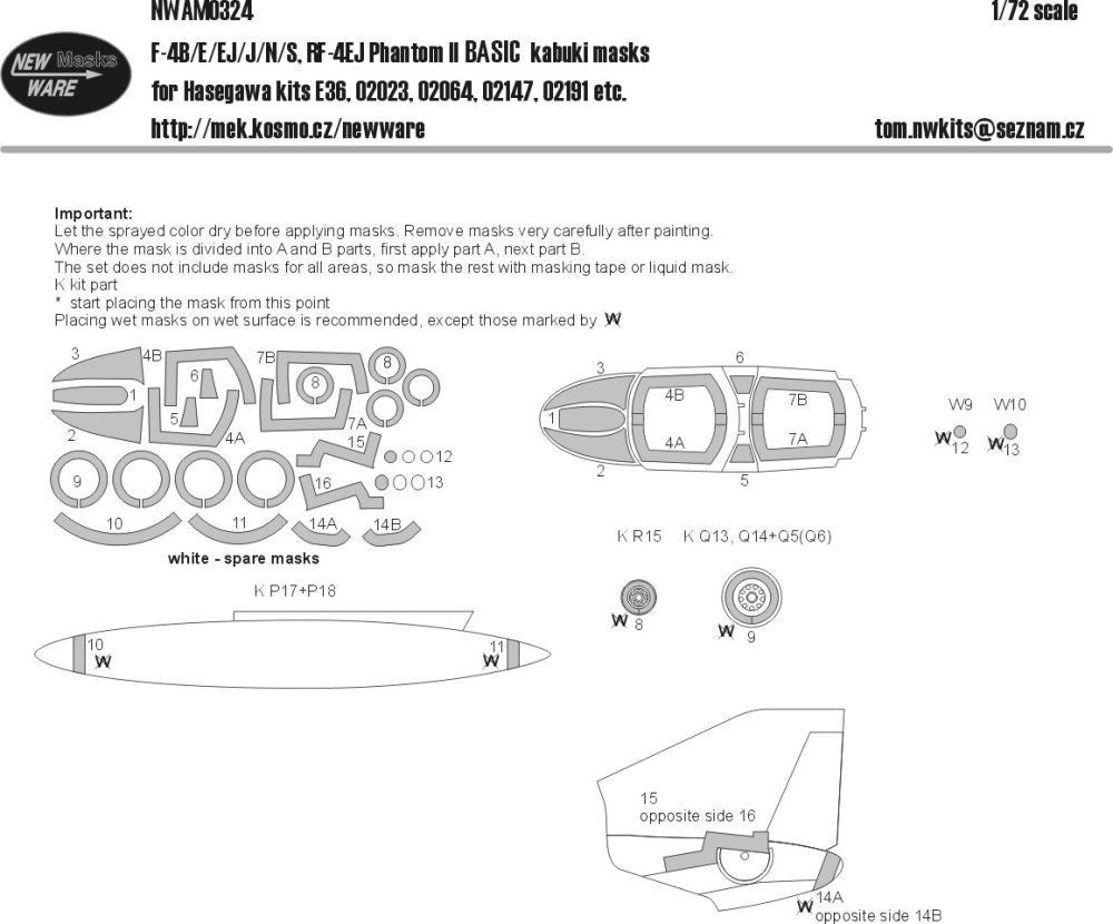 1:72 Mask F-4B/E/EJ/J/N/S, RF-4EJ BASIC (HAS)