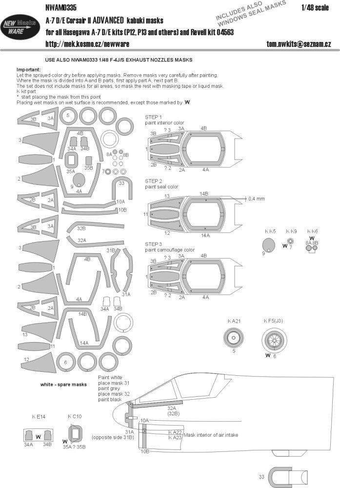 1:48 Mask A-7 D/E Corsair II ADVANCED (HAS)