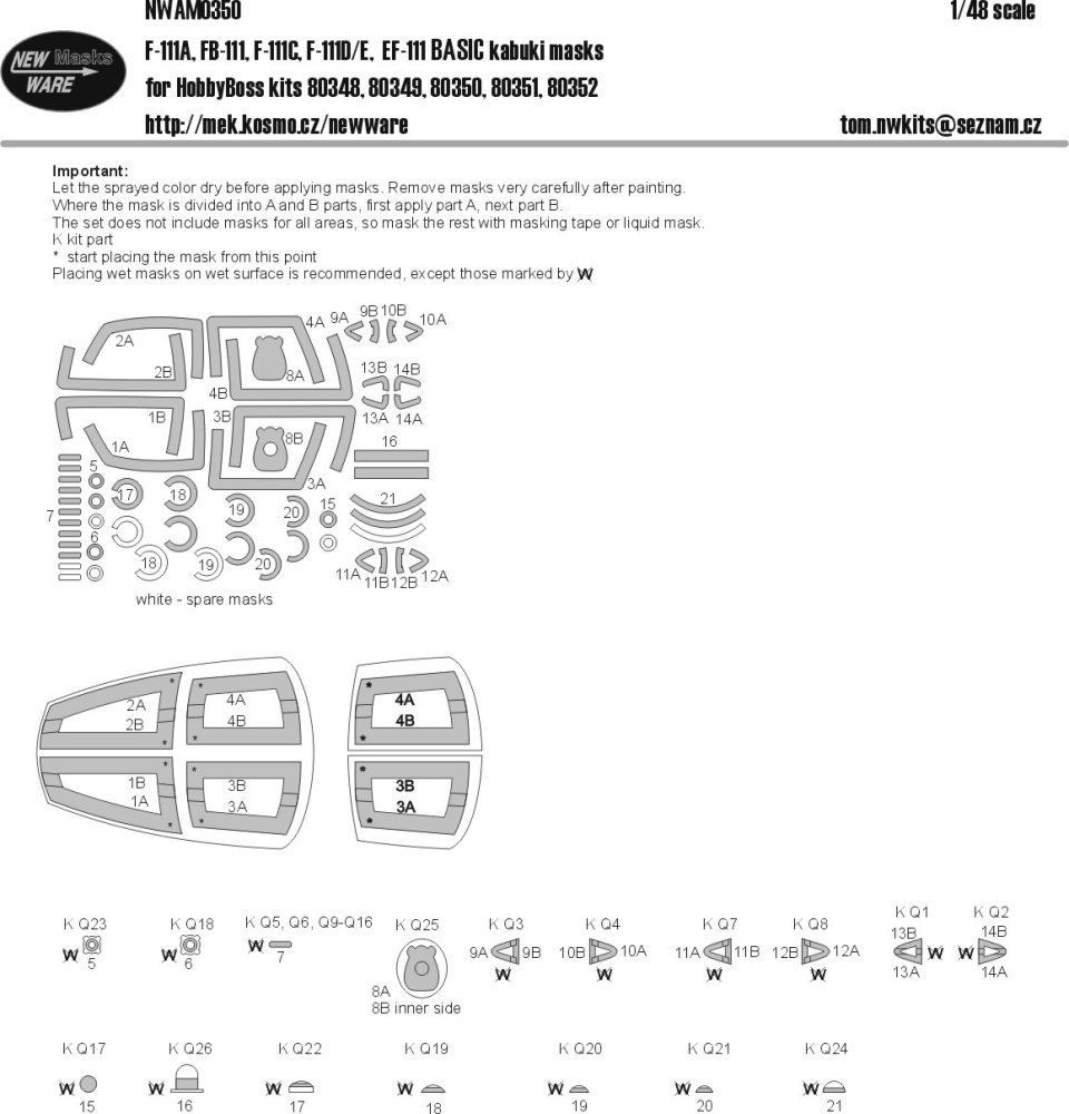 1:48 Mask F-111A,FB-111,F-111C,D/E, EF-111 BASIC