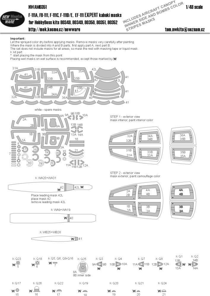 1:48 Mask F-111A,FB-111,F-111C,D/E, EF-111 EXPERT