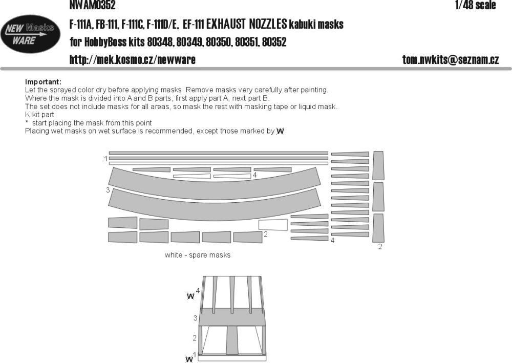 1:48 Mask F-111A,FB-111,F-111C,D/E,EF-111 EXH.NOZ.