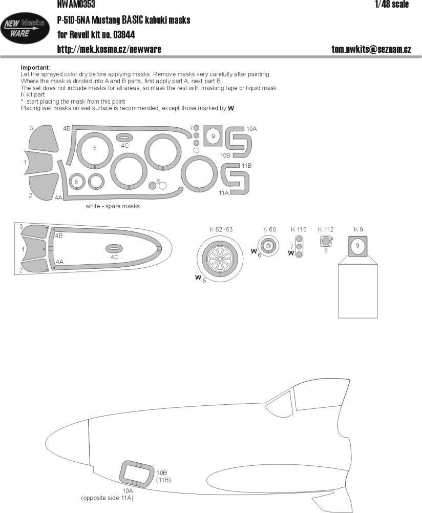 1:48 Mask P-51D-5NA Mustang BASIC (REV 03944)