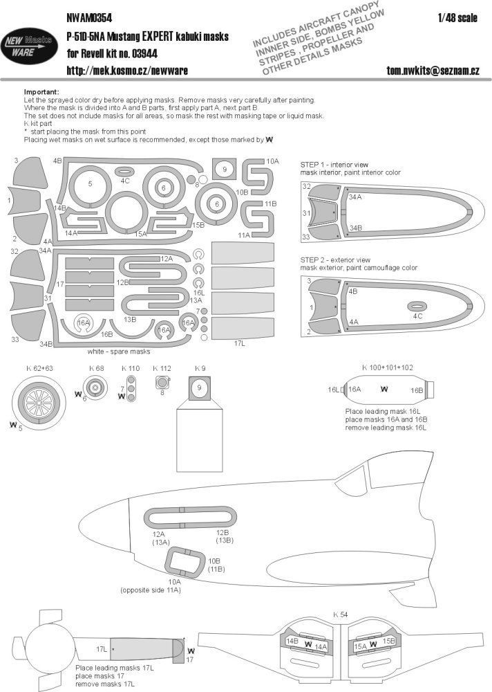 1:48 Mask P-51D-5NA Mustang EXPERT (REV 03944)