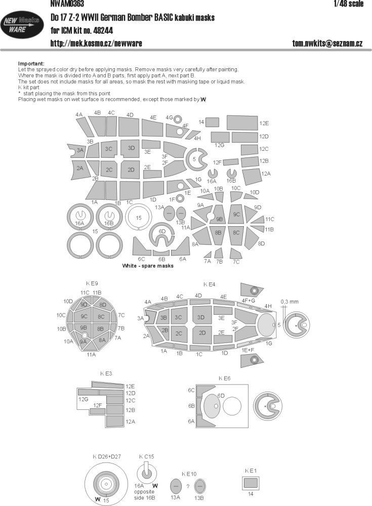 1:48 Mask Do17 Z-2 BASIC (ICM 48244)
