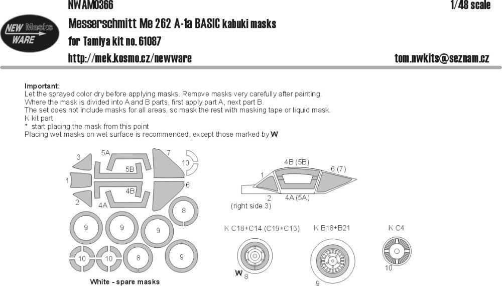 1:48 Mask Me 262 A-1a BASIC (TAM 61087)