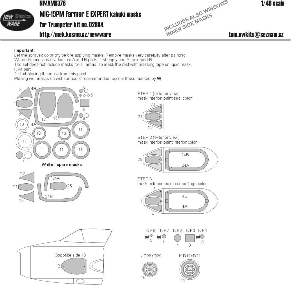 1:48 Mask MiG-19PM Farmer E EXPERT (TRUMP 02804)