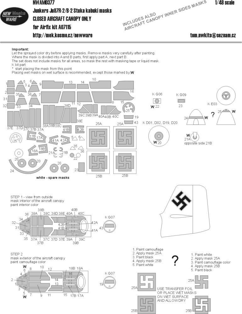 1:48 Mask Ju 87R-2/B-2 Stuka CLOSED CANOPY (AIRF)