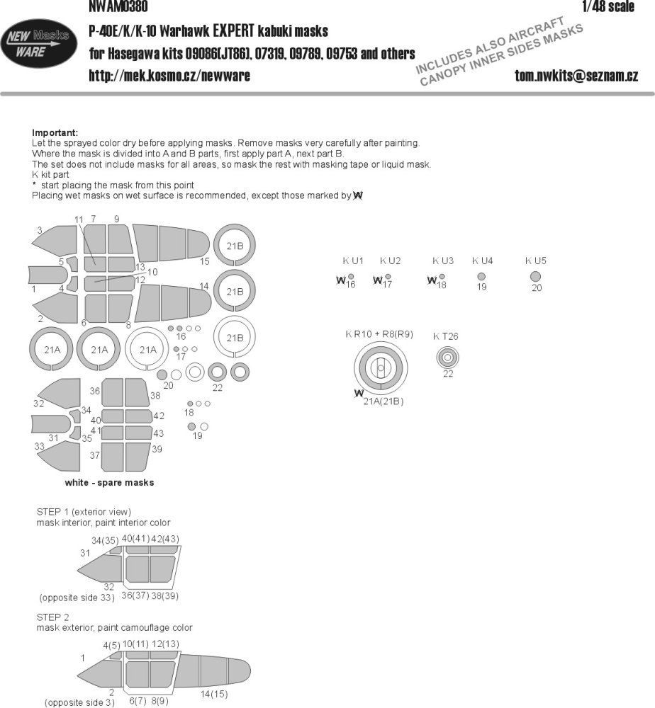 1:48 Mask P-40E/K/K-10 Warhawk EXPERT (HAS)