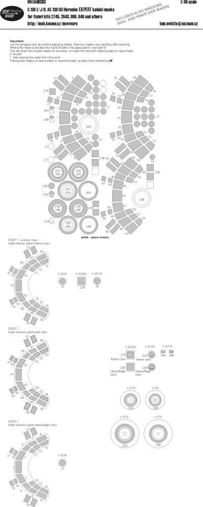 1:48 Mask C-130 E/J/H,AC-130 Hercules EXPERT (ITA)
