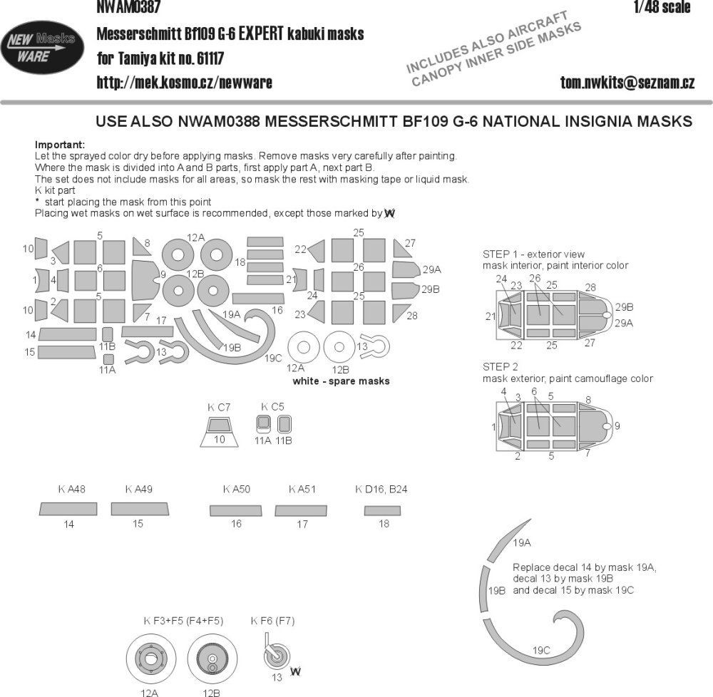1:48 Mask Bf 109 G-6 EXPERT (TAM 61117)