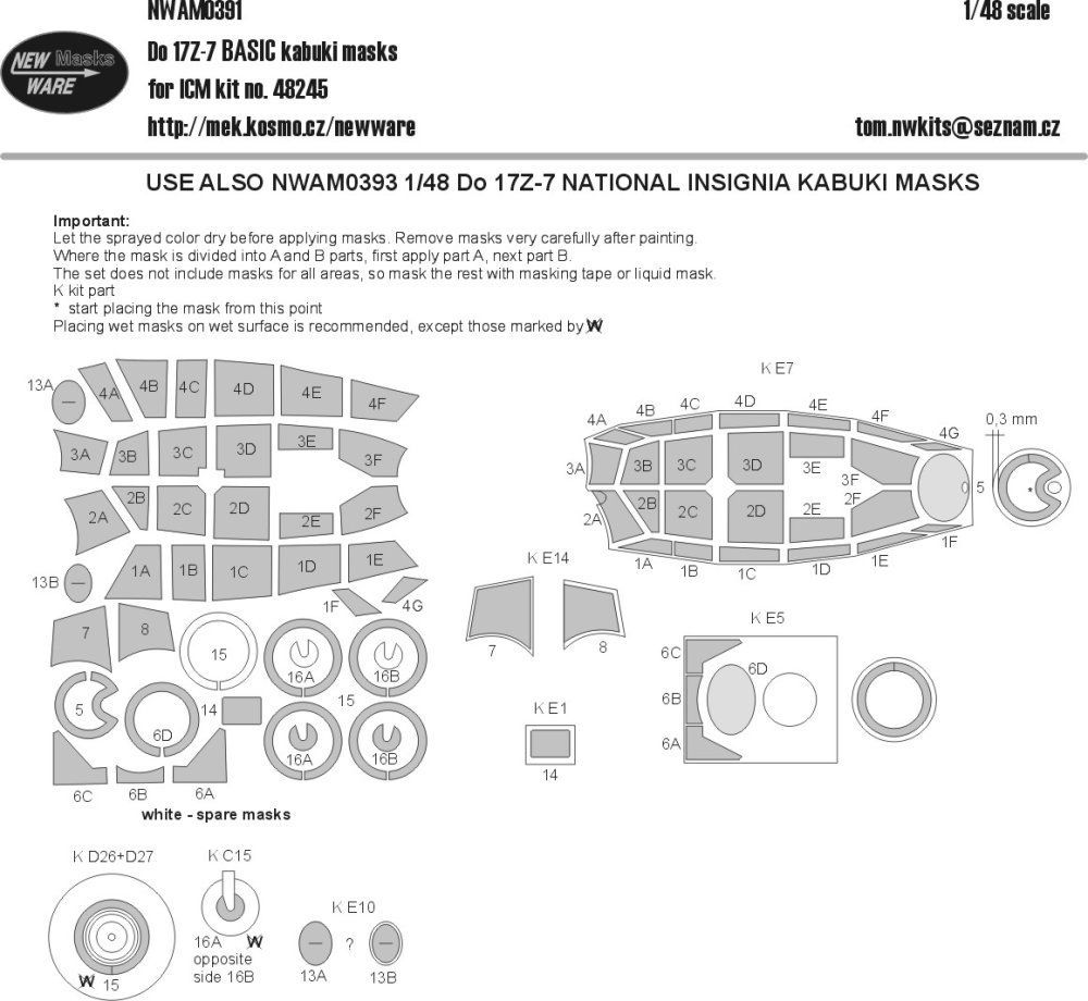 1:48 Mask Dornier Do 17Z-7 BASIC (ICM 48245)