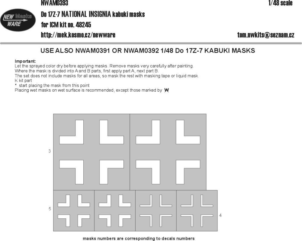 1:48 Mask Do 17Z-7 NATIONAL INSIGNIA (ICM 48245)