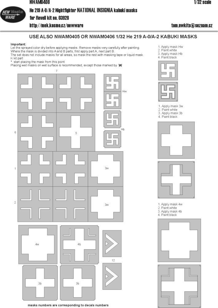 1:32 Mask He 219 A-0/A-2 Nightfighter NAT.INSIGNIA
