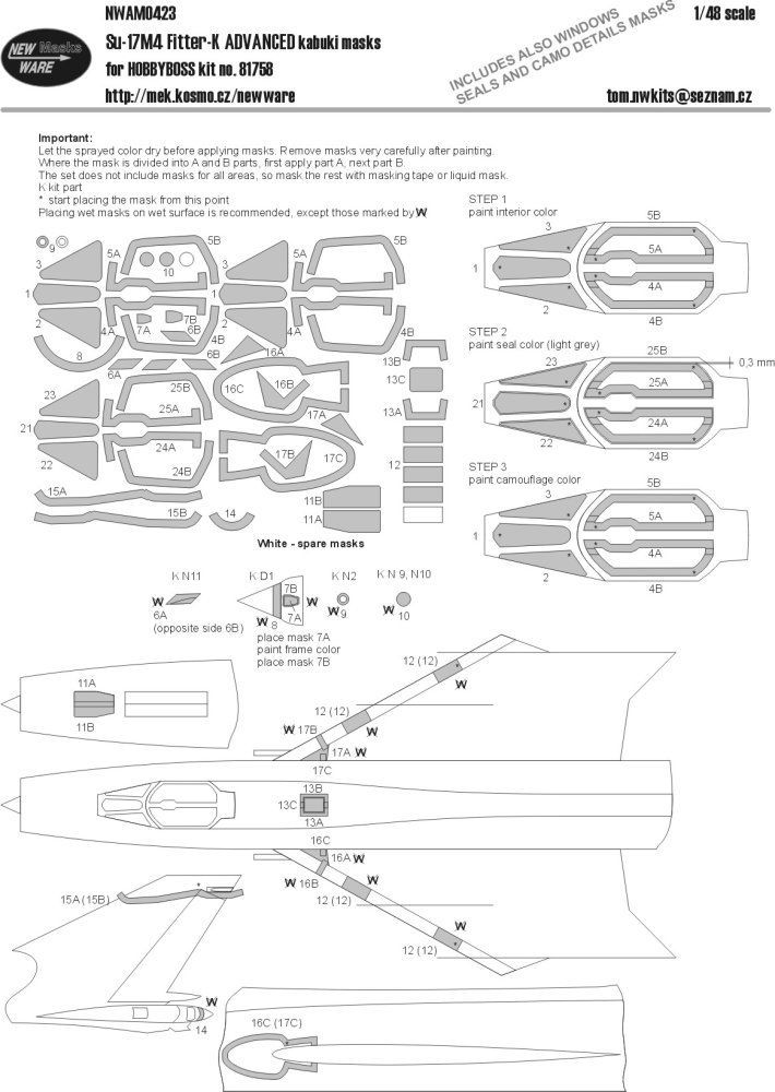 1:48 Mask Su-17M4 Fitter-K ADVANCED (HOBBYB 81758)