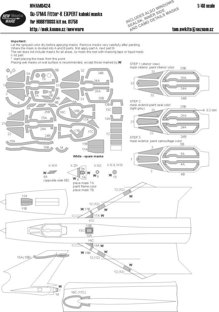 1:48 Mask Su-17M4 Fitter-K EXPERT (HOBBYB 81758)