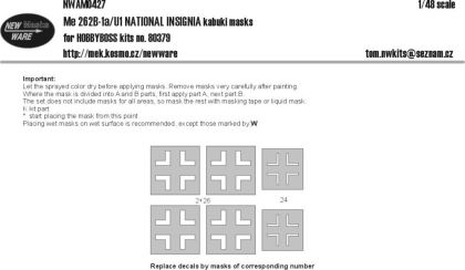 1:48 Mask Me 262B-1a/U1 NATIONAL INSIGNIA (HOBBYB)