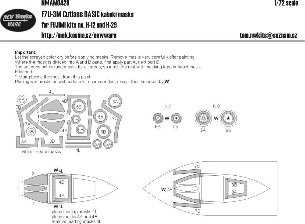 1:72 Mask F7U-3M Cutlass BASIC (FUJI H-12/H-29)