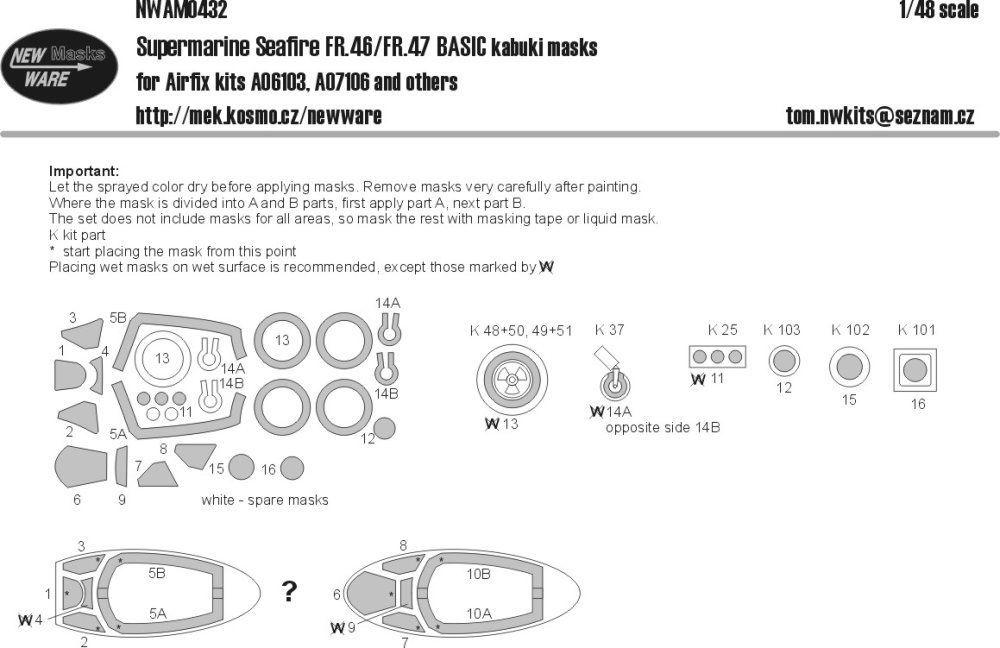 1:48 Mask S.Spitfire FR.46/FR.47 BASIC (AIRF)
