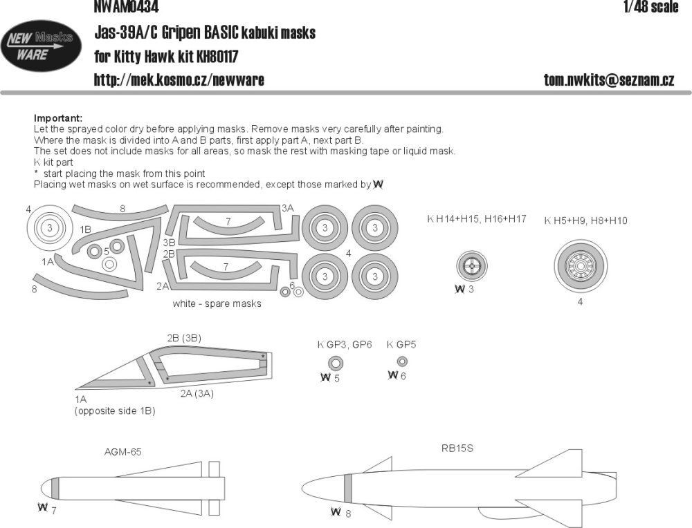 1:48 Mask Jas-39A/C Gripen BASIC (KITTYH 80117)