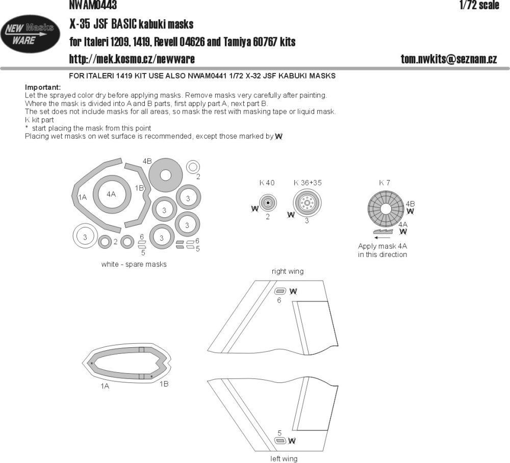 1:72 Mask X-35 JSF BASIC (ITAL/REV/TAM)