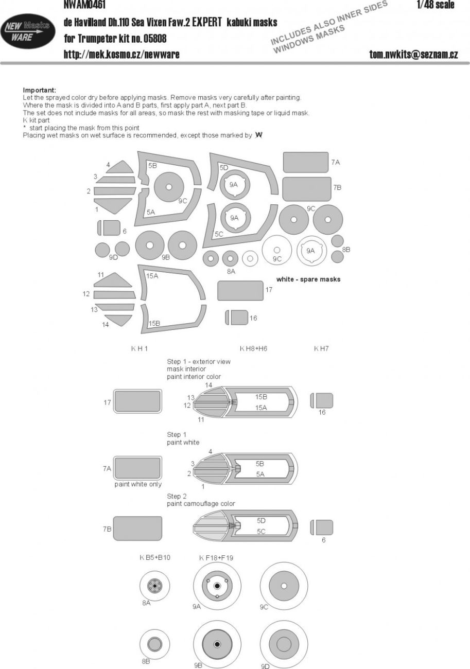 1:48 Mask DH.110 Sea Vixen Faw.2 EXPERT (TRUMP)