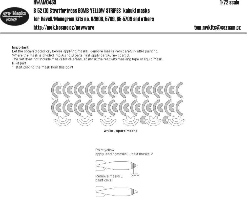 1:72 Mask B-52 D Stratofortress Bomb Stripes