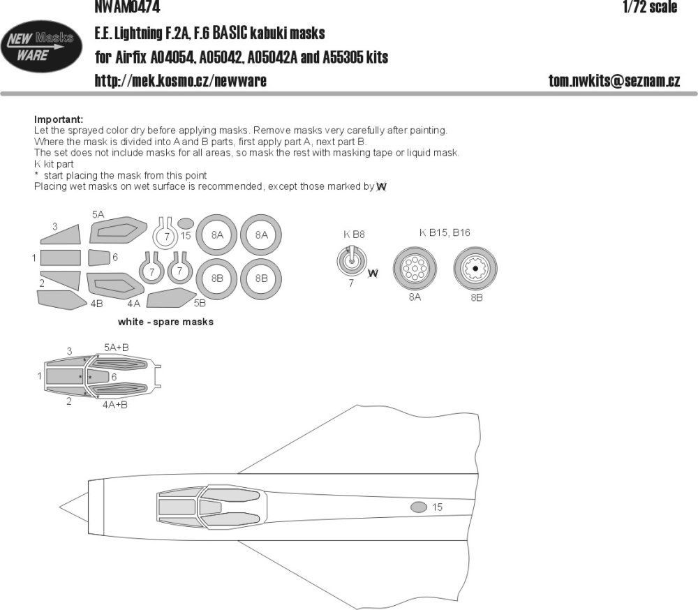 1:72 Mask E.E.Lightning F.2A/F.6 BASIC (AIRFIX)