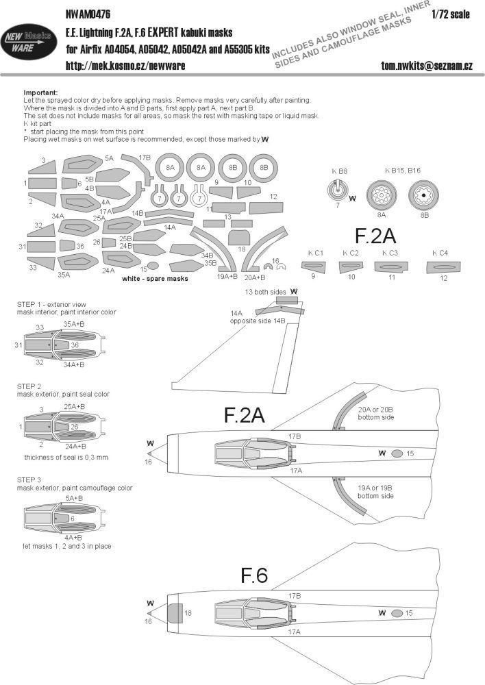 1:72 Mask E.E.Lightning F.2A/F.6 EXPERT (AIRFIX)