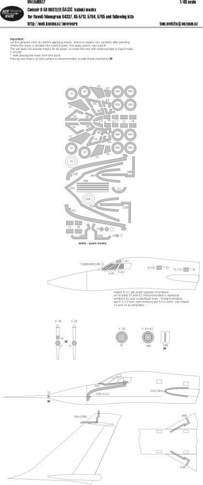 1:48 Mask Convair B-58 Hustler BASIC (REV/MONO)