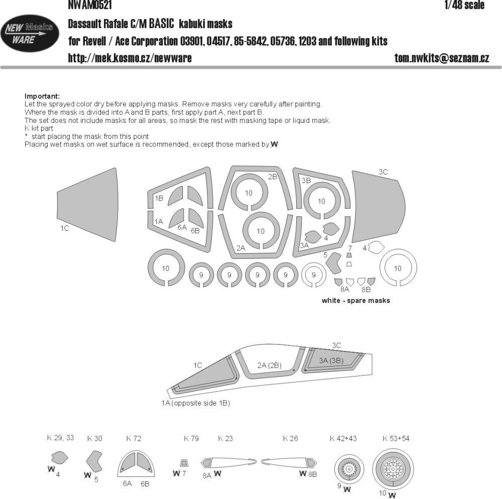 1:48 Mask Dassault Rafale C/M BASIC (REV/ACE C.)