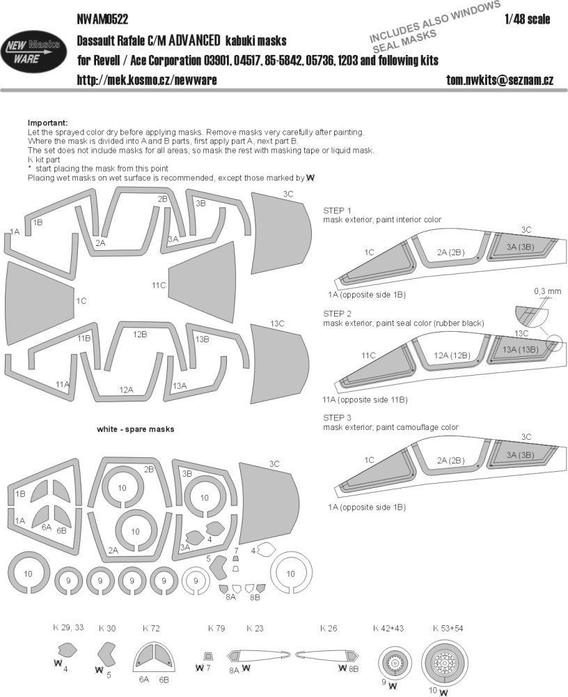 1:48 Mask Dassault Rafale C/M ADVANC. (REV/ACE C.)