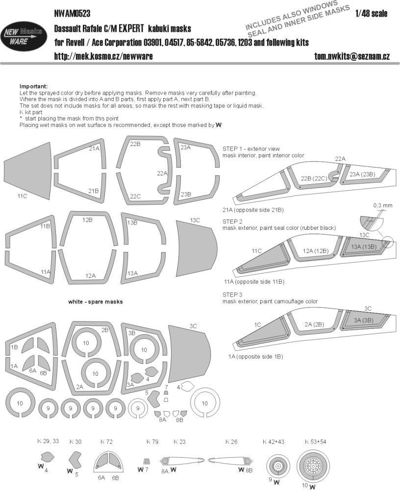 1:48 Mask Dassault Rafale C/M EXPERT (REV/ACE C.)