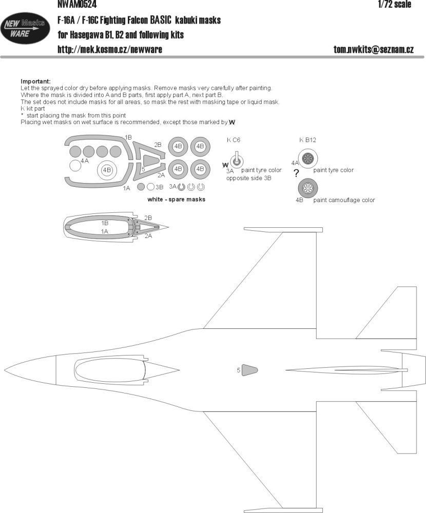 1:72 Mask F-16A/F-16C Fighting Falcon BASIC (HAS)