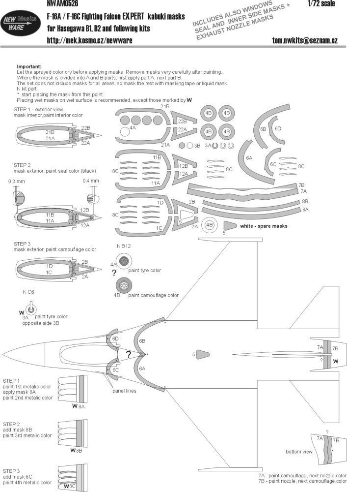 1:72 Mask F-16A/F-16C Fighting Falcon EXPERT (HAS)