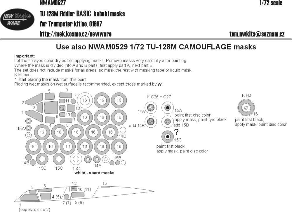 1:72 Mask Tu-128M Fiddler BASIC (TRUMP 01687)