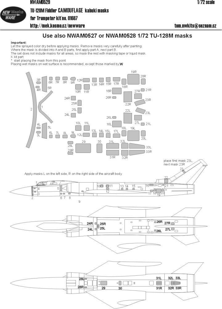 1:72 Mask Tu-128M Fiddler CAMOUFLAGE (TRUMP 01687)