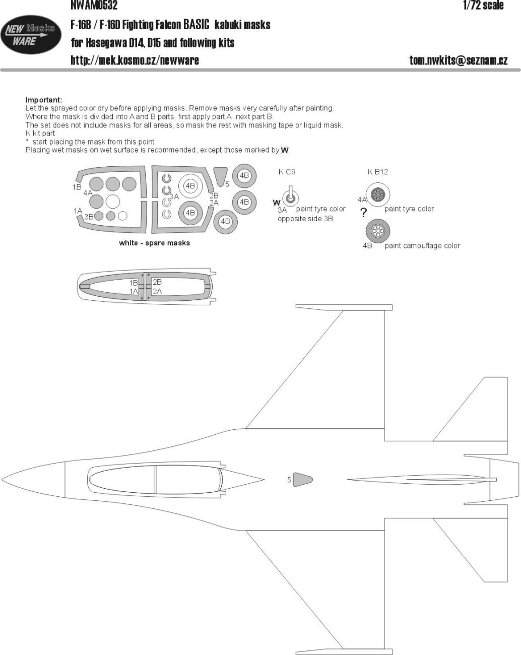 1:72 Mask F-16B/F-16D Fighting Falcon BASIC (HAS)